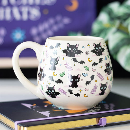 Bat cat halloween mug