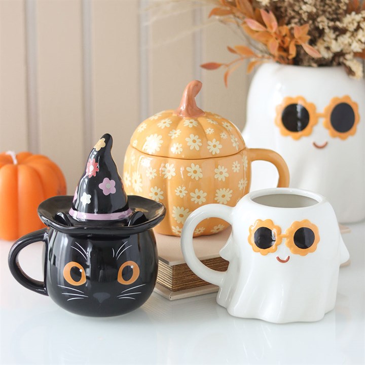 Groovy Floral Pumpkin Lidded Mug