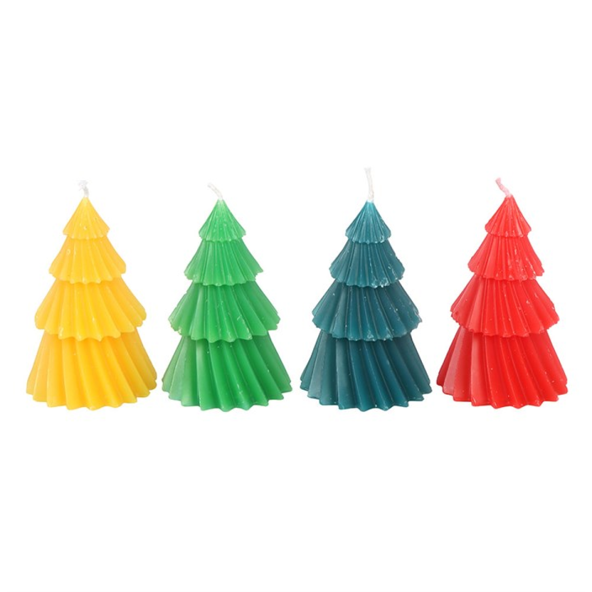 Set of 4 Colourful Christmas Tree Candles