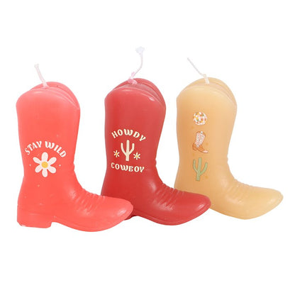 Set of 3 Cowboy Boot Candles