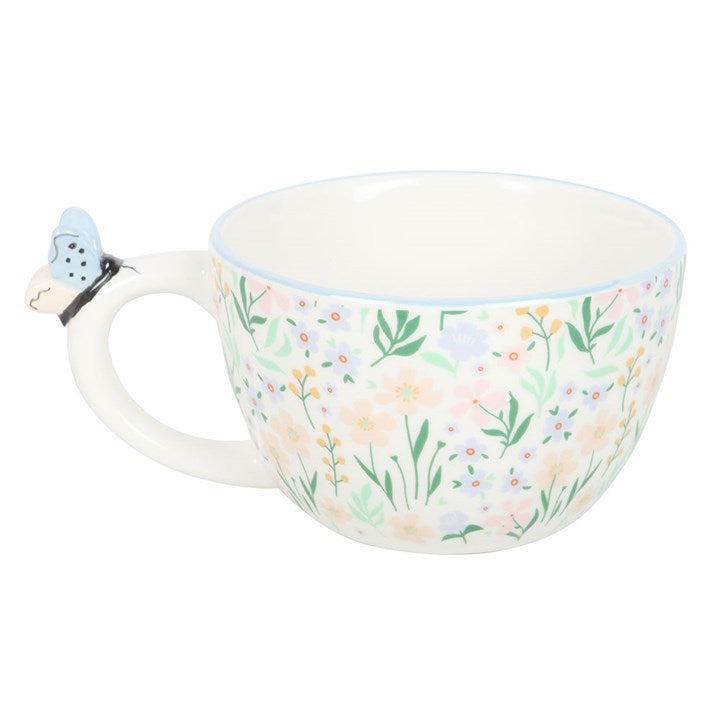 Hello Beautiful Ditsy Floral Print Mug with Butterfly