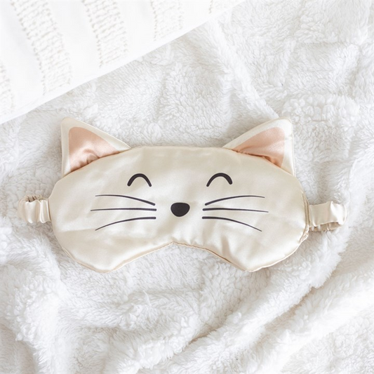 White Cat Face Satin Eye Mask