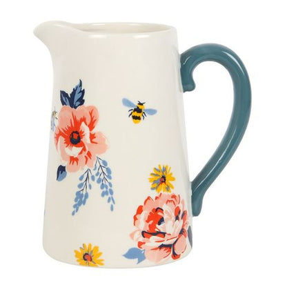 Bee-utiful Floral Ceramic Flower Jug