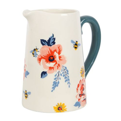 Bee-utiful Floral Ceramic Flower Jug